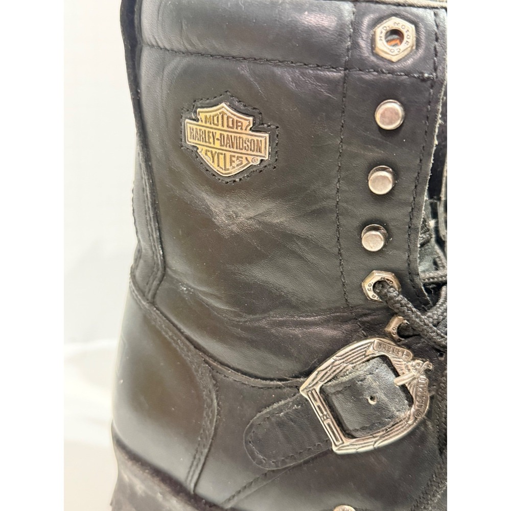 Harley-Davidson Mens Black Leather Lace Up Motorcycle Boots 81003 Size 10 - Picture 2 of 9
